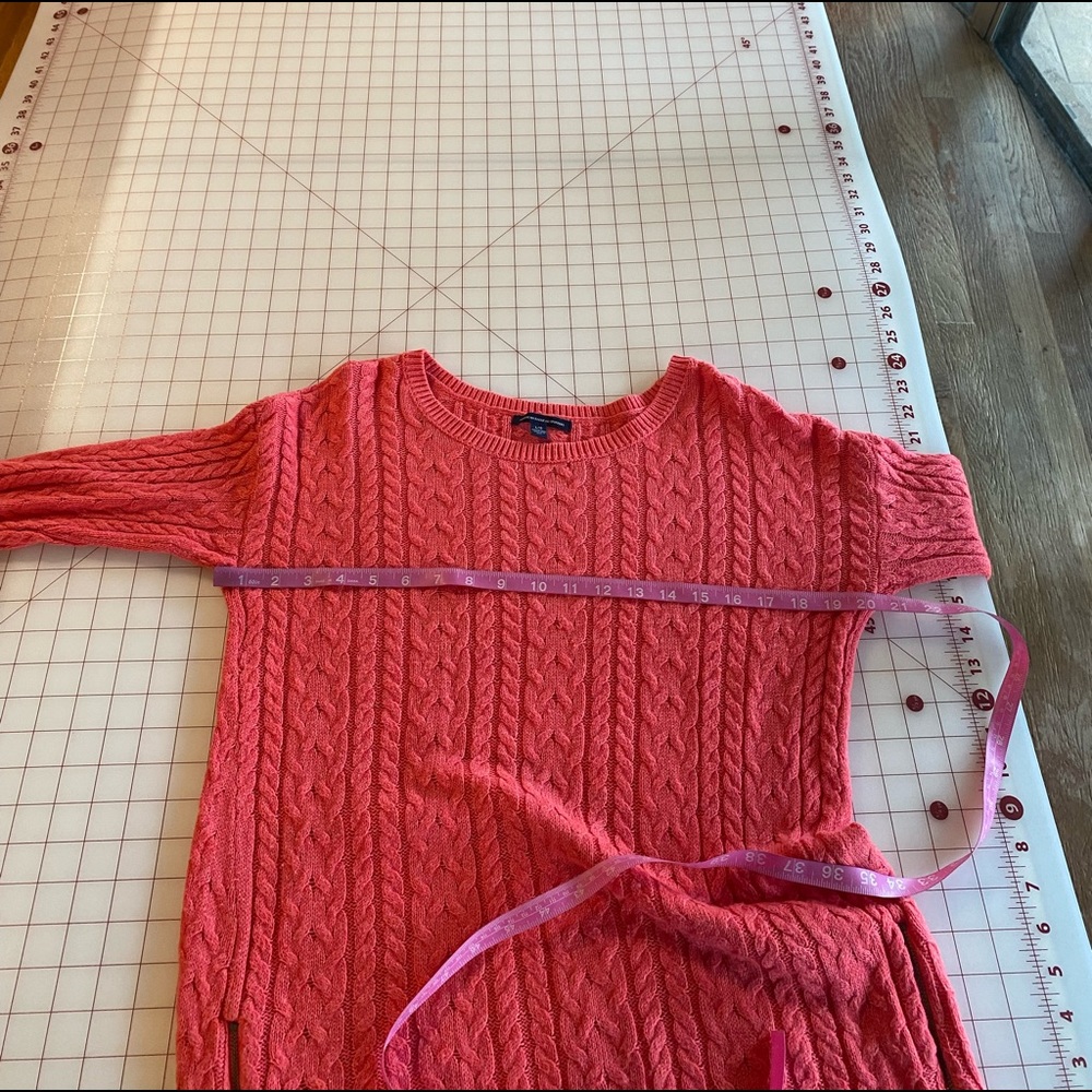 American Eagle Outfitters size large salmon pink knit braided boho sweater - Picture 10 of 16